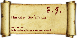 Hanula György névjegykártya