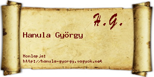 Hanula György névjegykártya